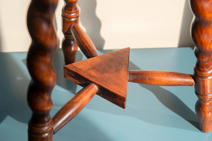 Vintage Round Tripod Stool, Barley Twist Legs