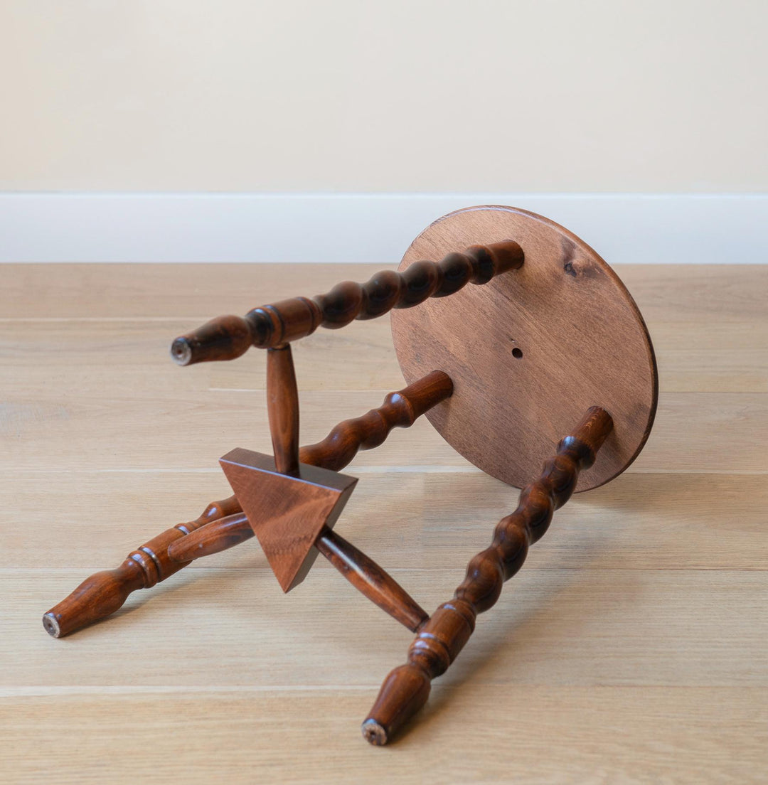 Vintage Round Tripod Stool, Barley Twist Legs