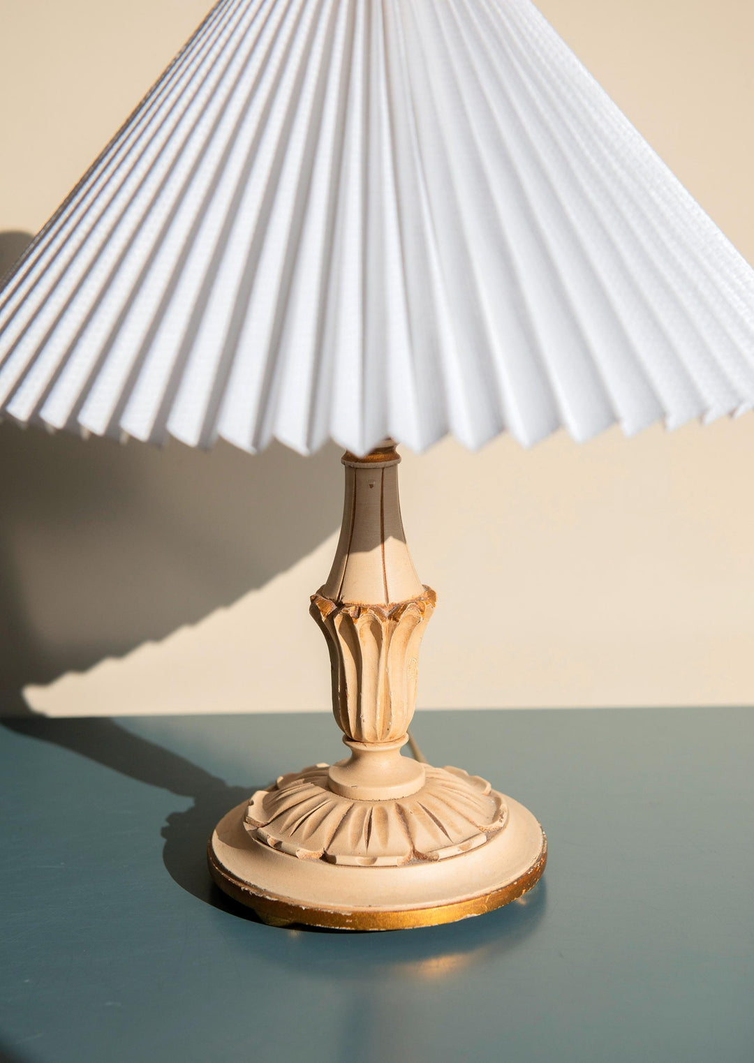 Italian Florentine Table Lamp With Pleated Shade