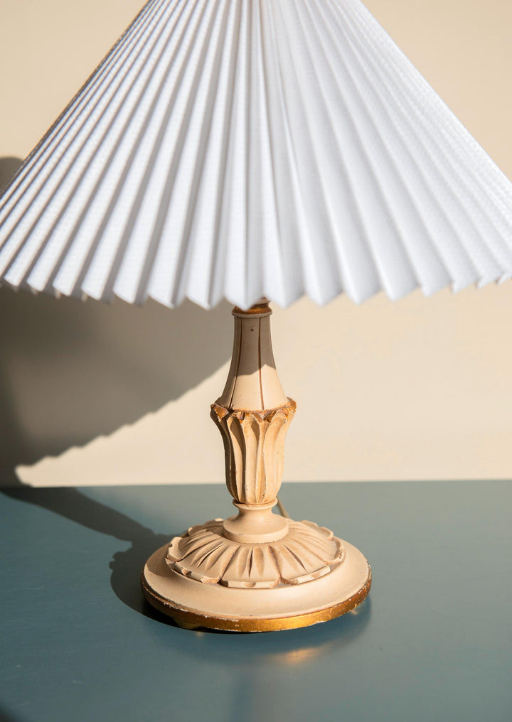 Italian Florentine Table Lamp With Pleated Shade