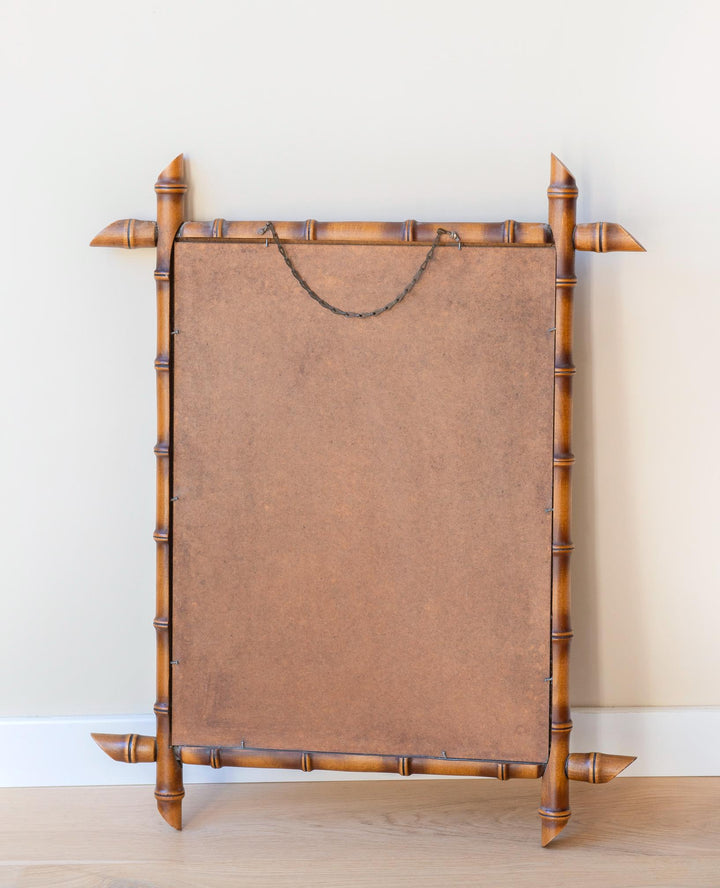 Antique Large French Mirror, Faux Bamboo Frame