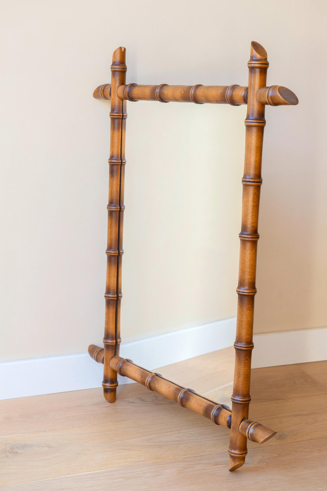 Antique Large French Mirror, Faux Bamboo Frame