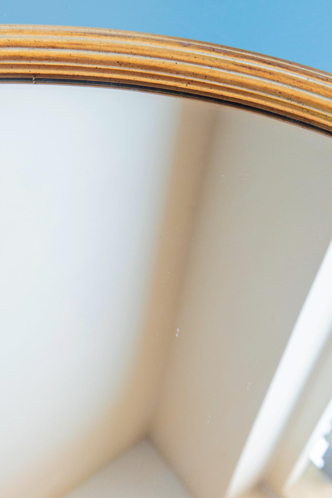 Large Oval Golden Mirror With Beveled Glass - Deknudt