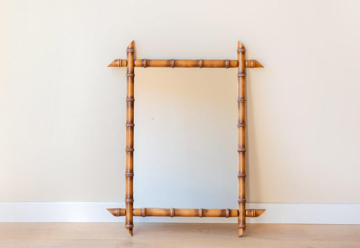 Antique Large French Mirror, Faux Bamboo Frame
