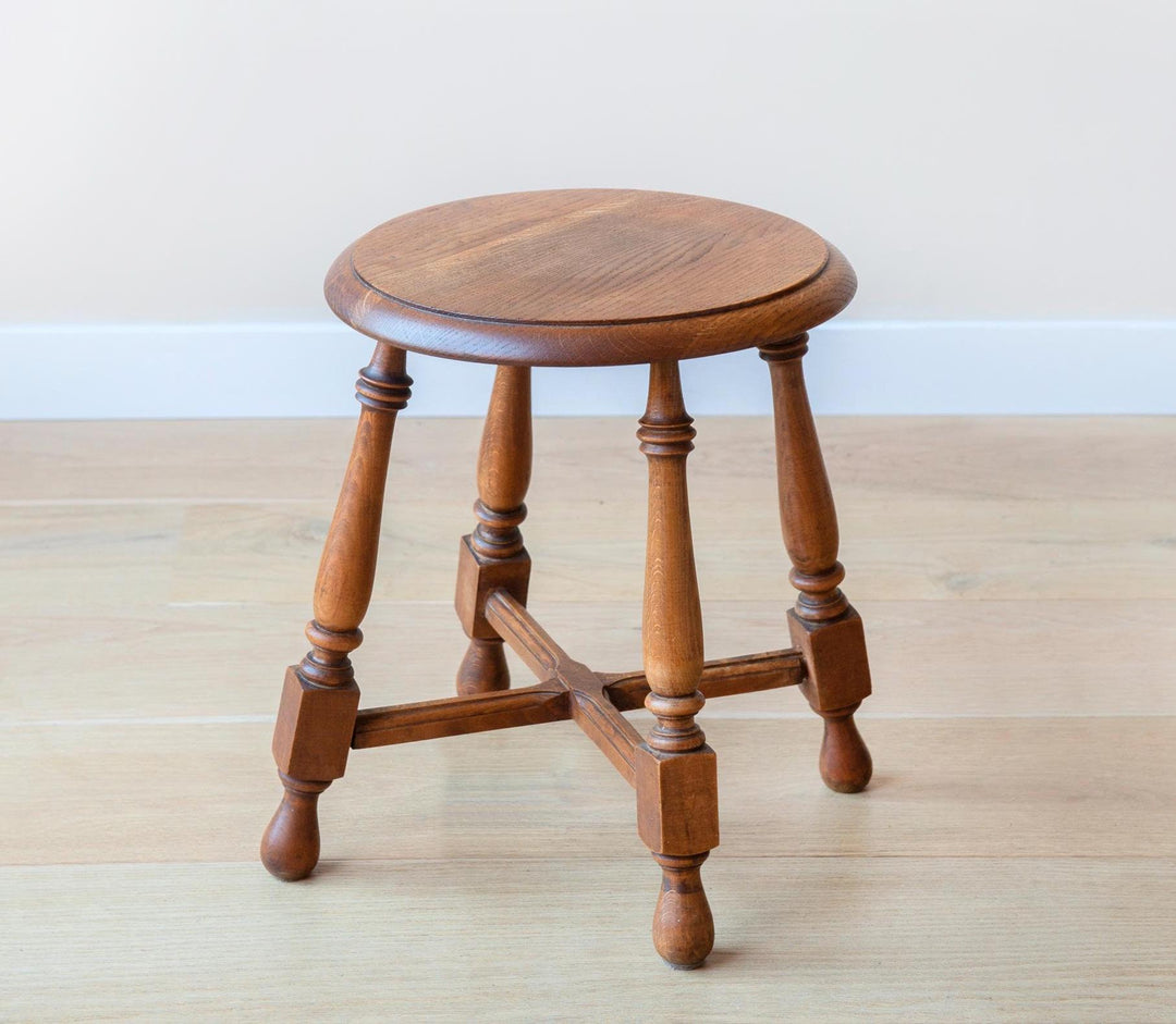 Antique French Farmers Stool, Oak Wood