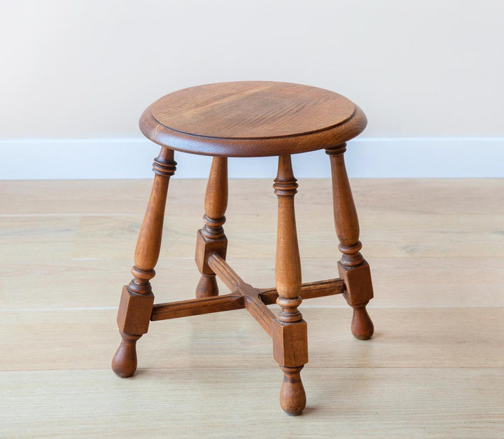 Antique French Farmers Stool, Oak Wood