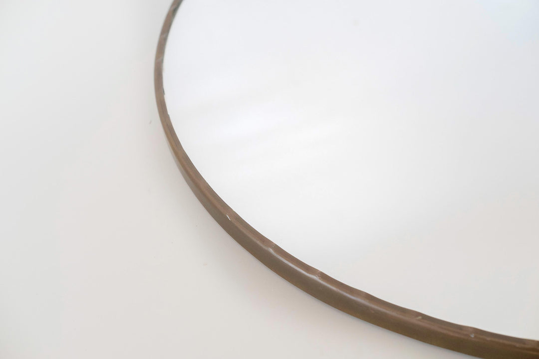 Vintage Brass Oval Wall Mirror With Hanging Chain