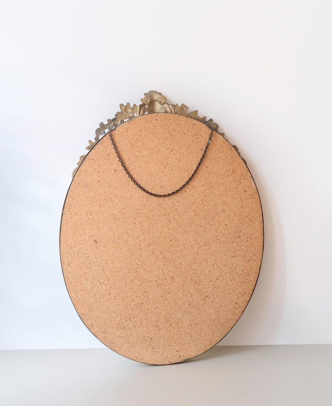 Vintage Brass Oval Wall Mirror With Hanging Chain