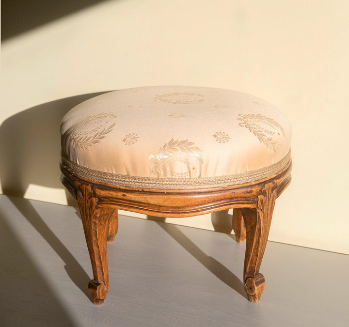 Antique French Wooden Footstool - Louis XV Style