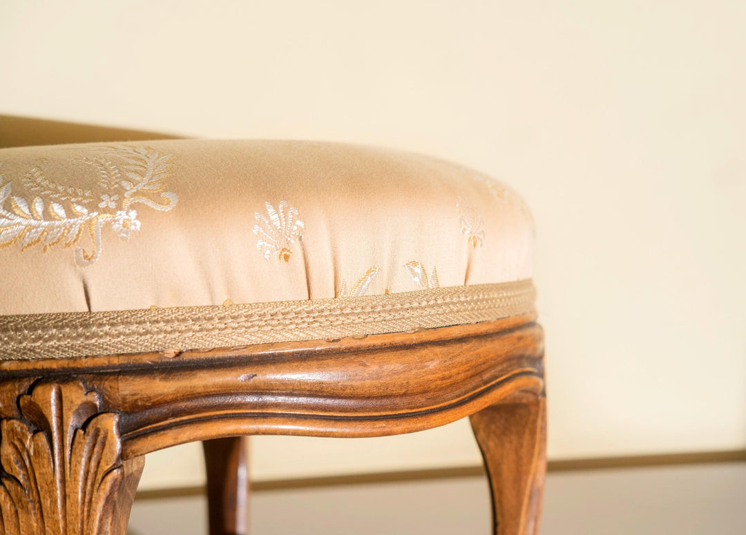 Antique French Wooden Footstool - Louis XV Style