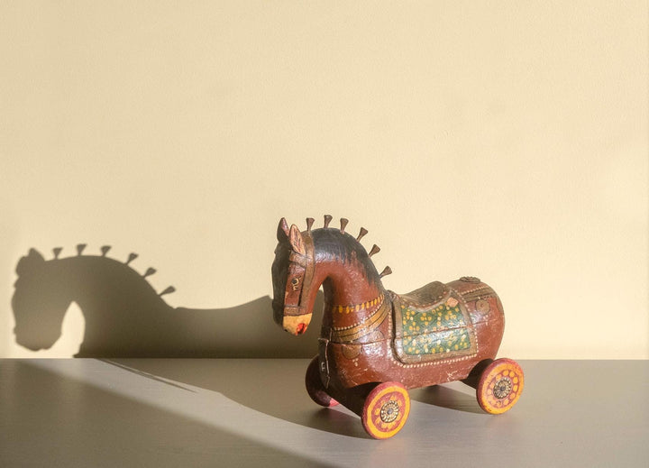 Antique Indian Wooden Horse Statue - Trinket Box