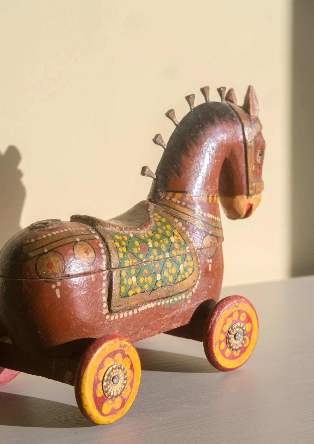 Antique Indian Wooden Horse Statue - Trinket Box