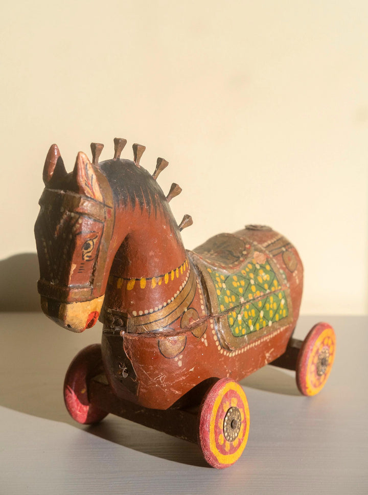 Antique Indian Wooden Horse Statue - Trinket Box