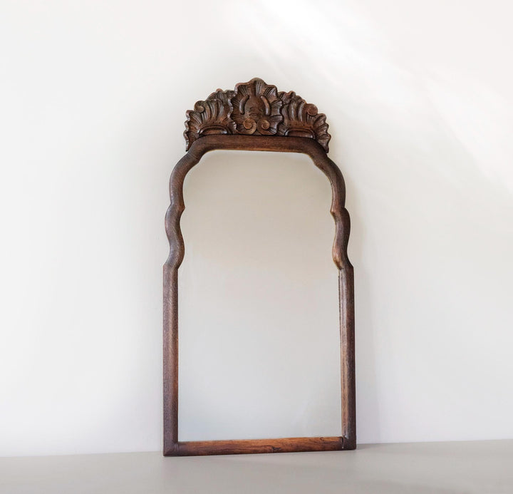 Antique Dutch Victorian Wall Mirror - Floral Crest