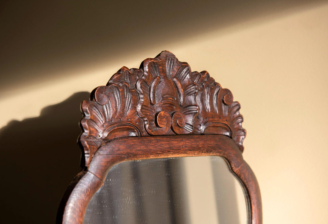 Antique Dutch Victorian Wall Mirror - Floral Crest