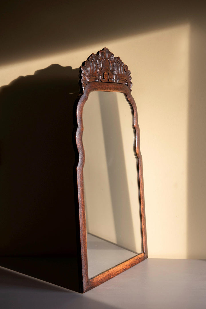 Antique Dutch Victorian Wall Mirror - Floral Crest