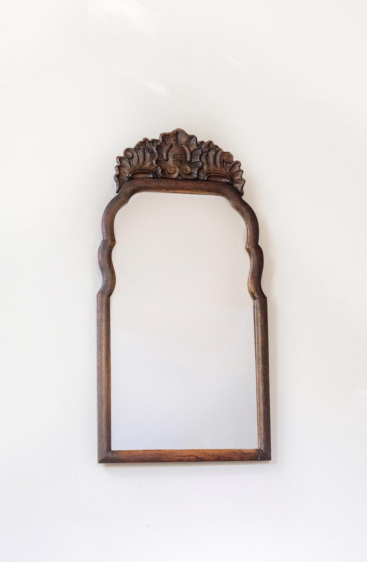 Antique Dutch Victorian Wall Mirror - Floral Crest