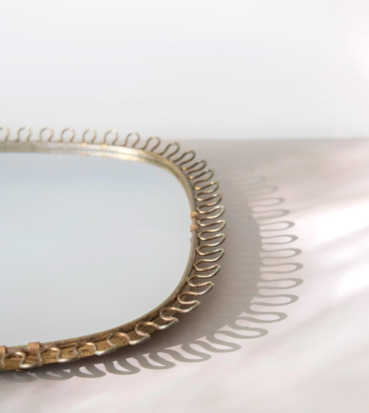 Vintage Josef Frank Brass Loop Mirror - Swedish Mid Century Wall Mirror