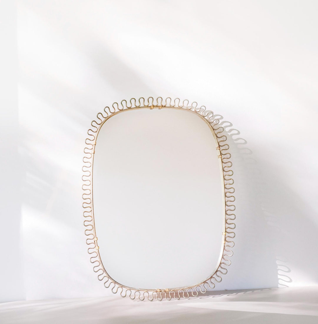 Vintage Josef Frank Brass Loop Mirror - Swedish Mid Century Wall Mirror