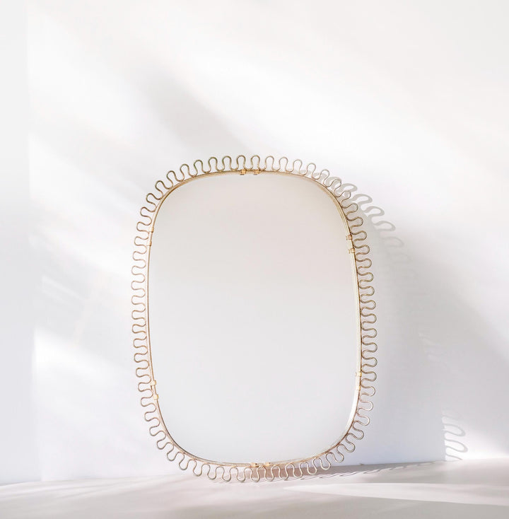 Vintage Josef Frank Brass Loop Mirror - Swedish Mid Century Wall Mirror
