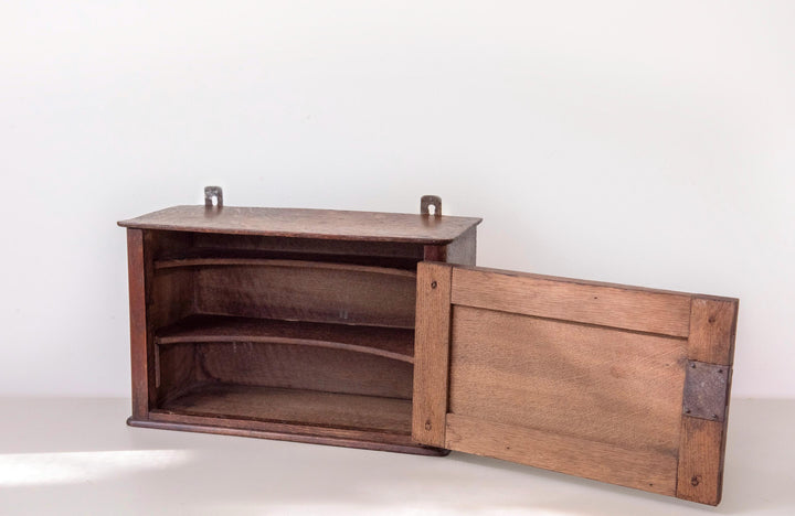 Small Antique Wooden Wall Cabinet with Key