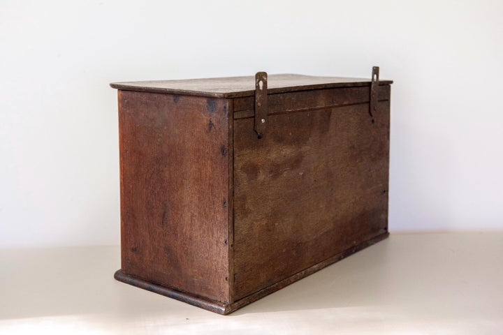 Small Antique Wooden Wall Cabinet with Key