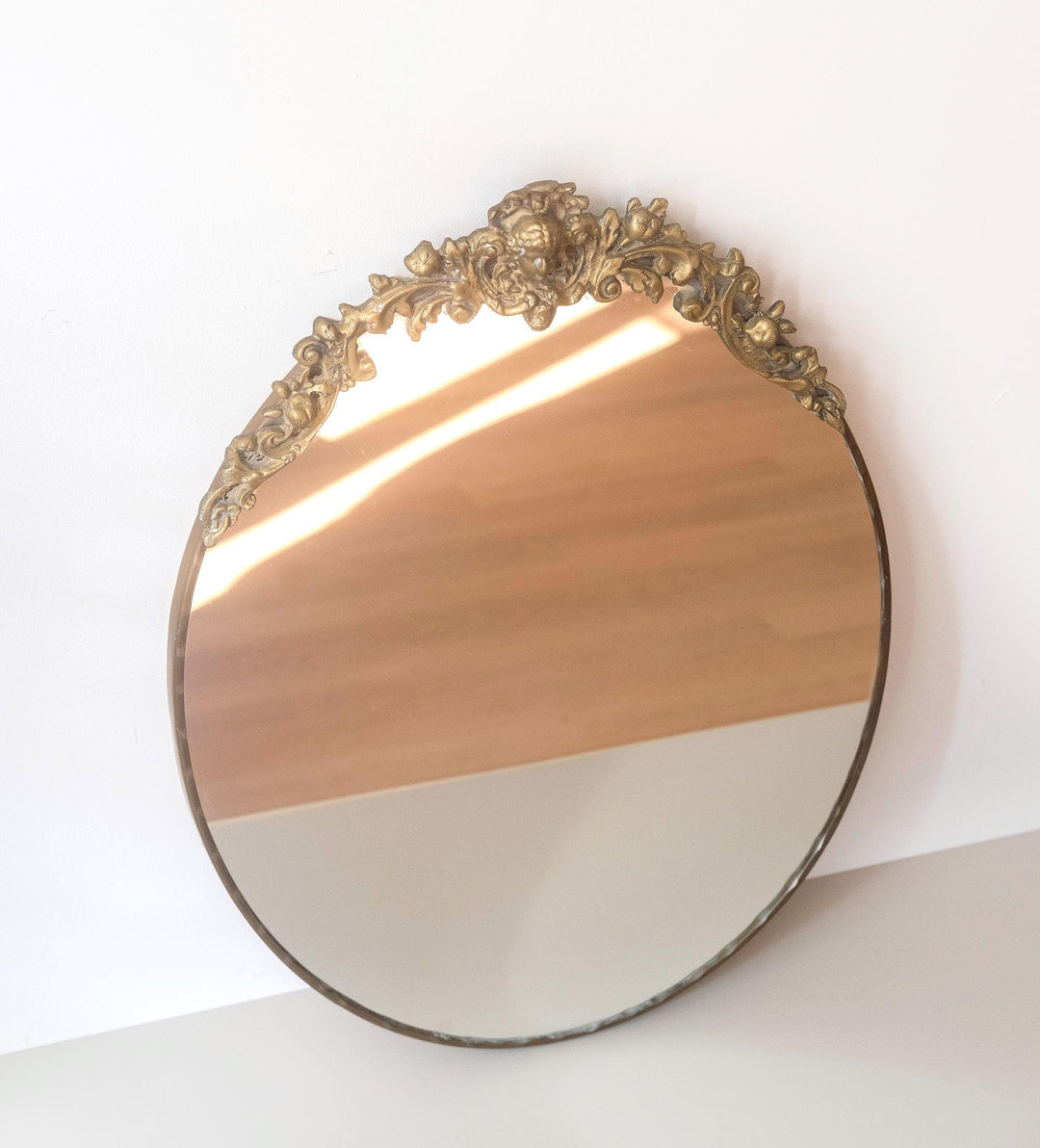 Vintage Brass Oval Wall Mirror With Hanging Chain