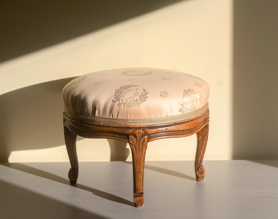 Antique French Wooden Footstool - Louis XV Style
