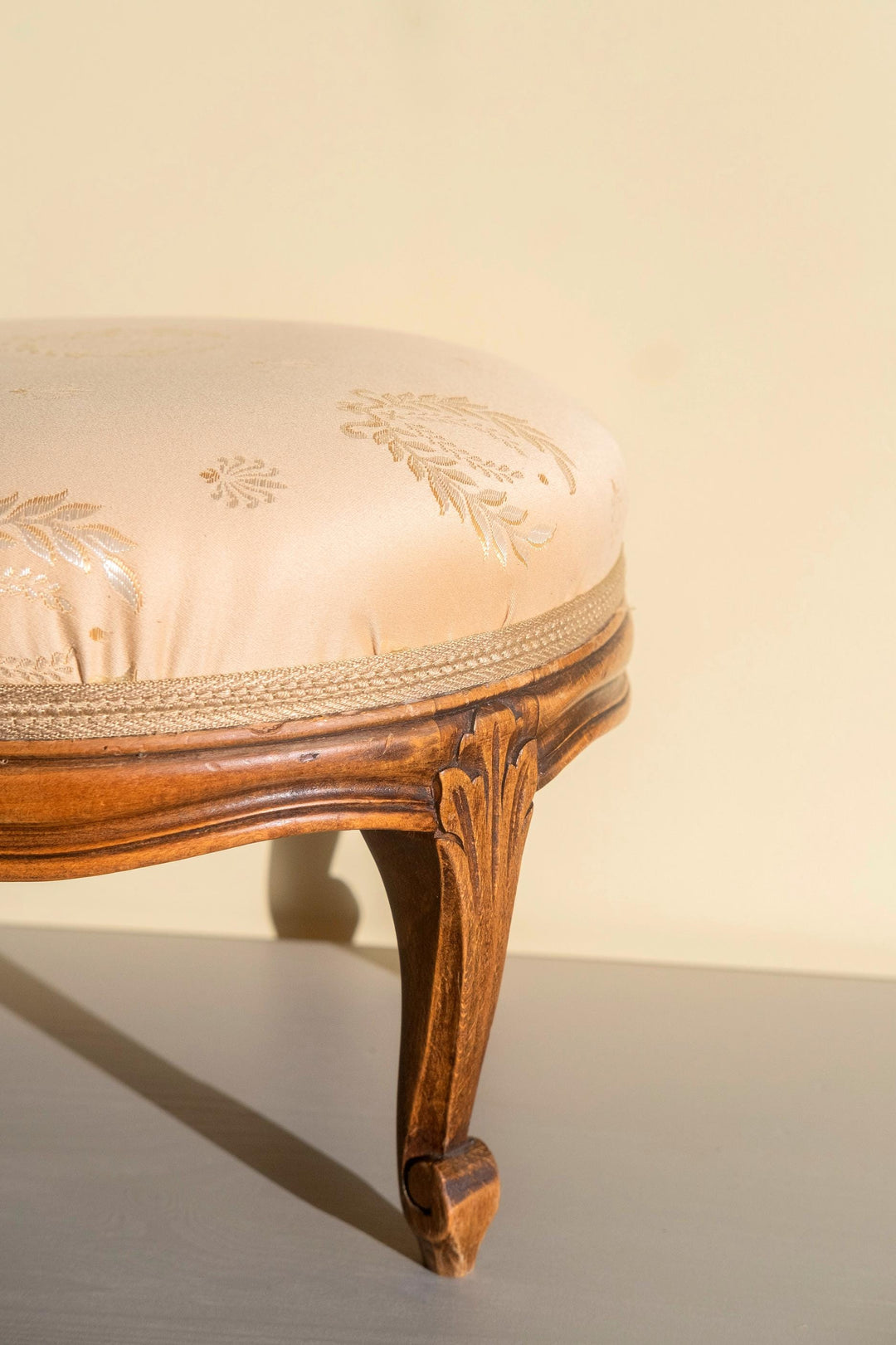 Antique French Wooden Footstool - Louis XV Style