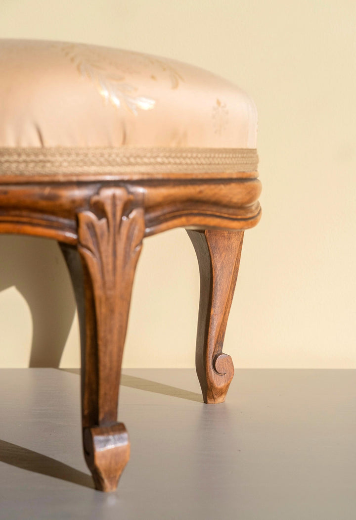 Antique French Wooden Footstool - Louis XV Style