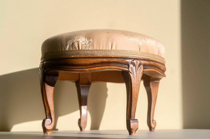 Antique French Wooden Footstool - Louis XV Style