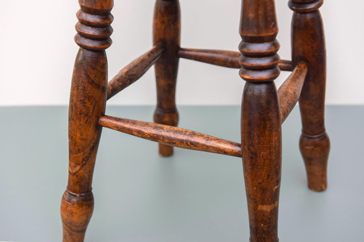Antique English Oak Windsor Stool - 19th Century