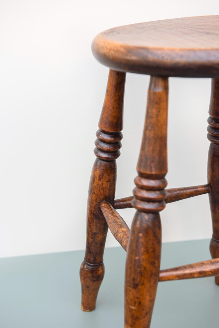 Antique English Oak Windsor Stool - 19th Century