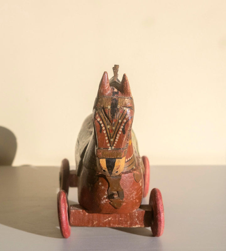 Antique Indian Wooden Horse Statue - Trinket Box