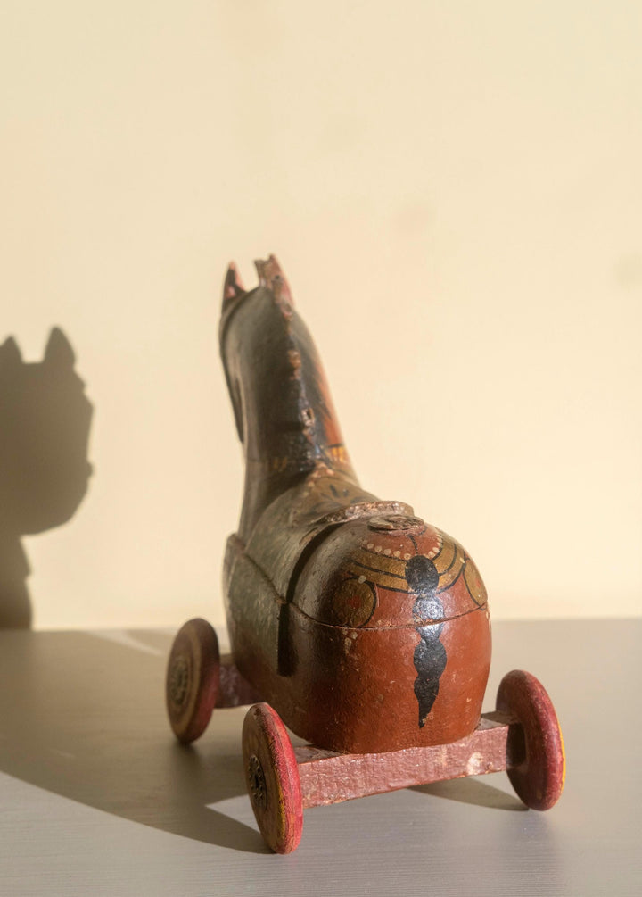 Antique Indian Wooden Horse Statue - Trinket Box