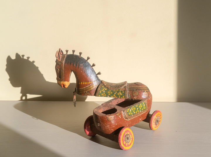 Antique Indian Wooden Horse Statue - Trinket Box