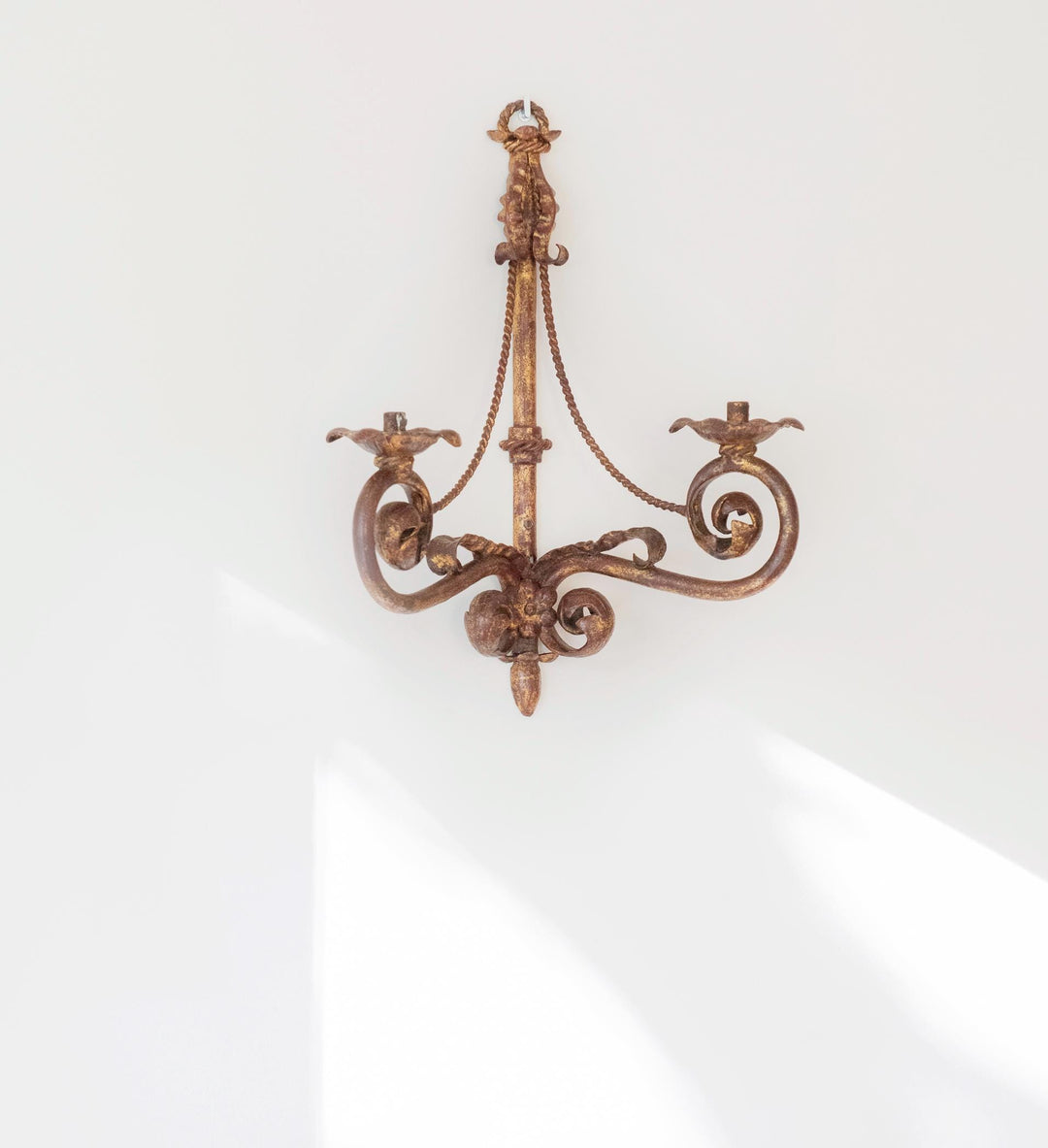 Vintage Florentine Gilt Metal Wall Sconces