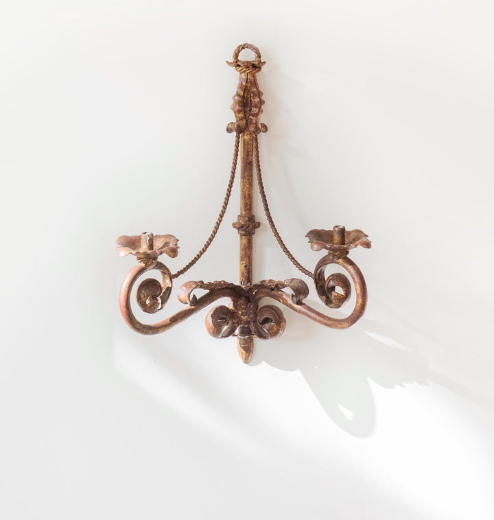Vintage Florentine Gilt Metal Wall Sconces