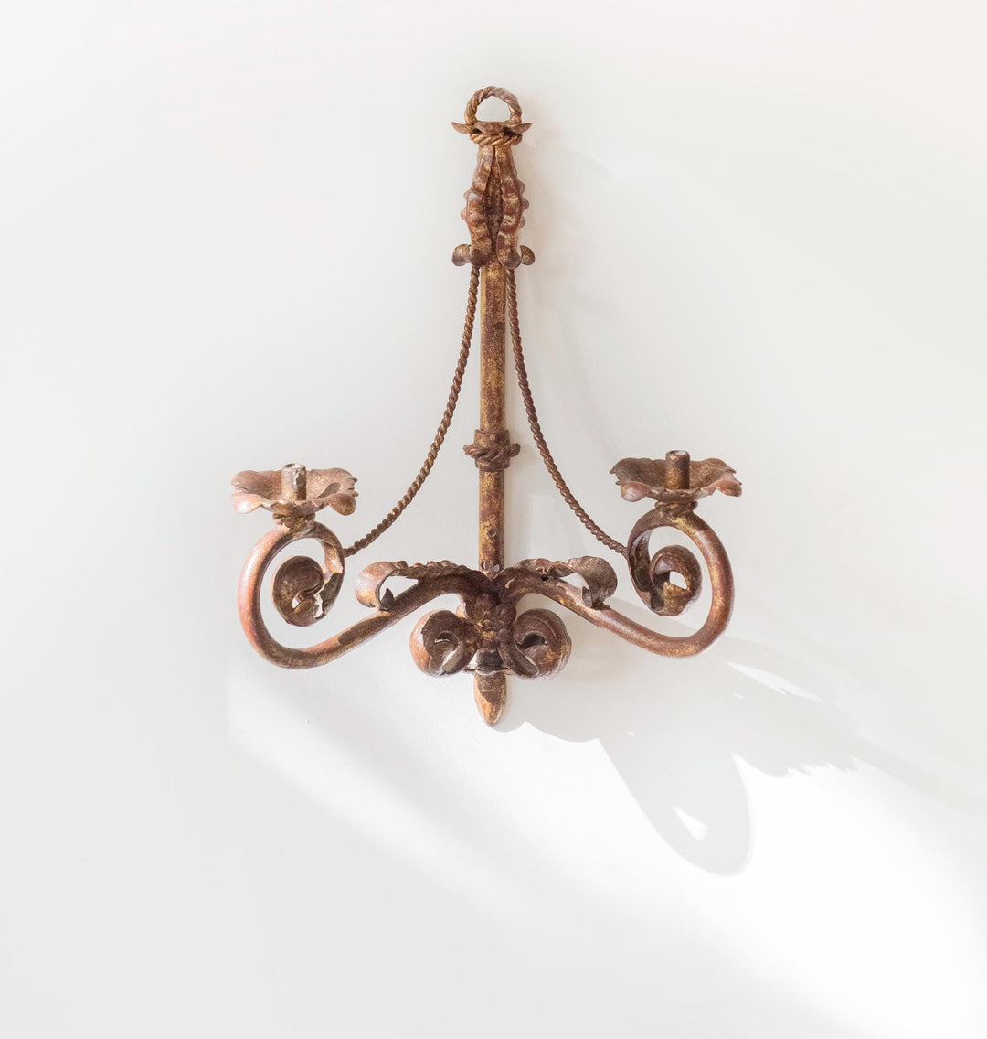 Vintage Florentine Gilt Metal Wall Sconces