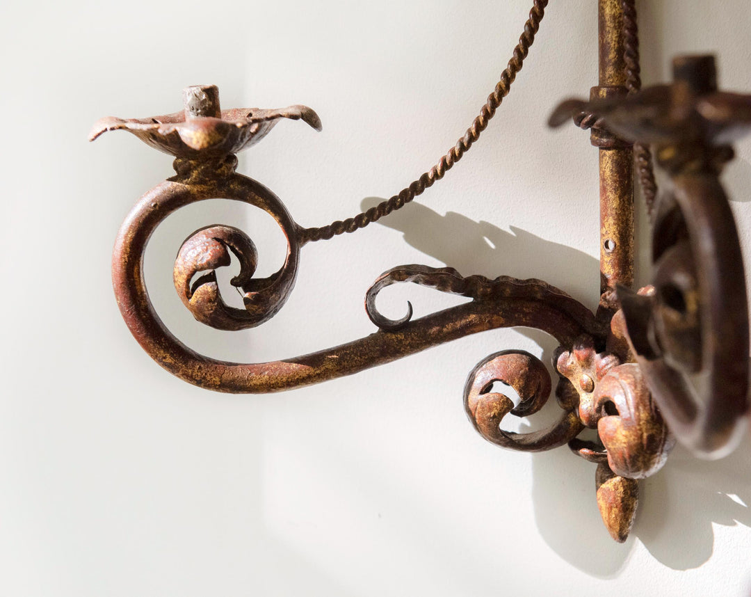 Vintage Florentine Gilt Metal Wall Sconces
