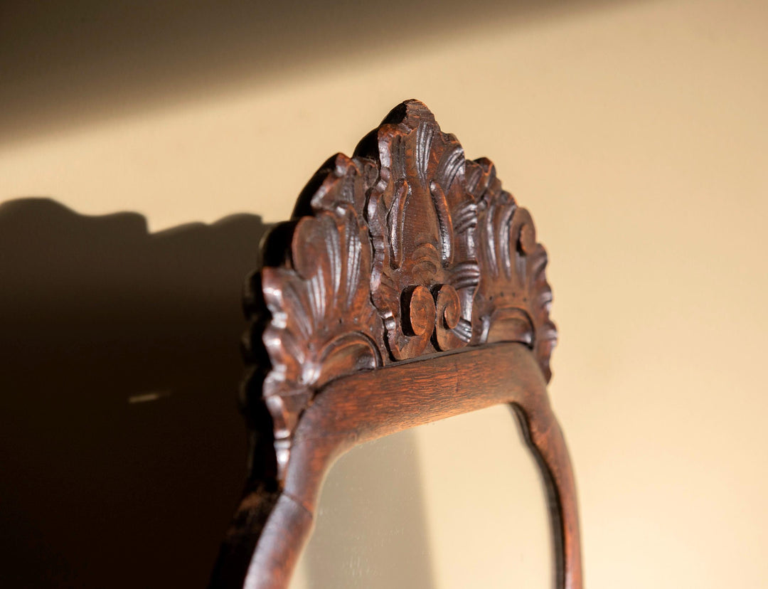 Antique Dutch Victorian Wall Mirror - Floral Crest