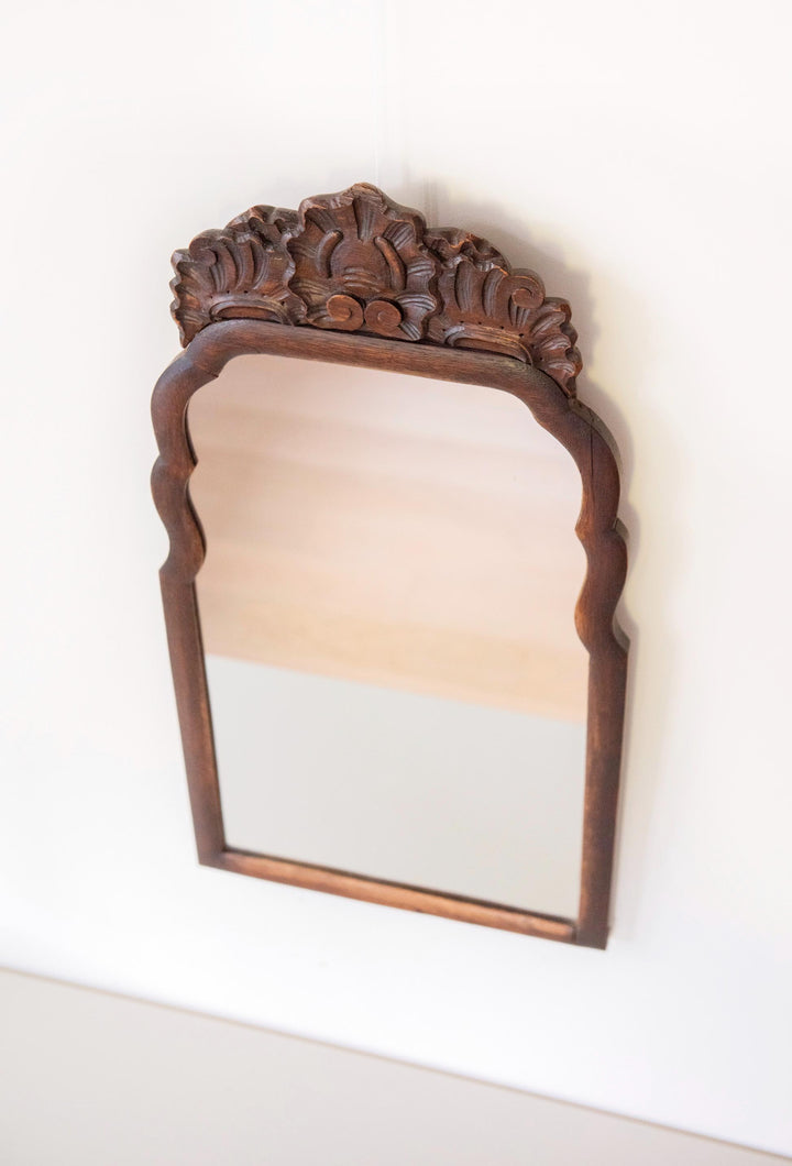Antique Dutch Victorian Wall Mirror - Floral Crest