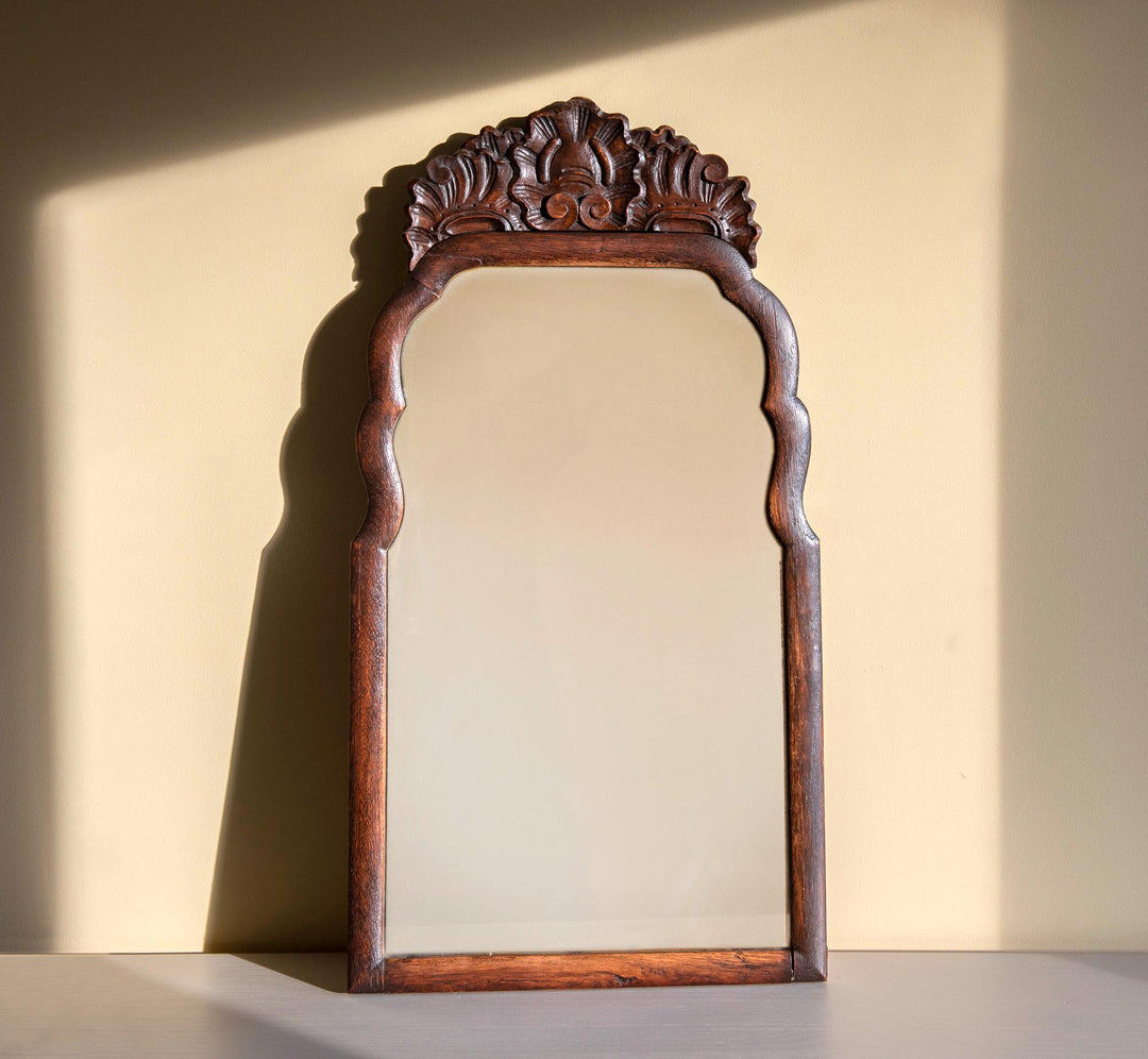 Antique Dutch Victorian Wall Mirror - Floral Crest
