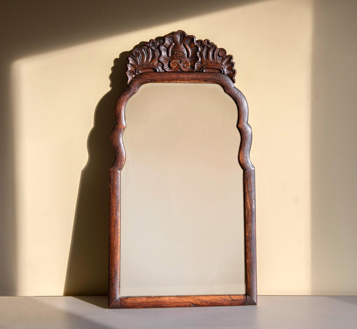 Antique Dutch Victorian Wall Mirror - Floral Crest