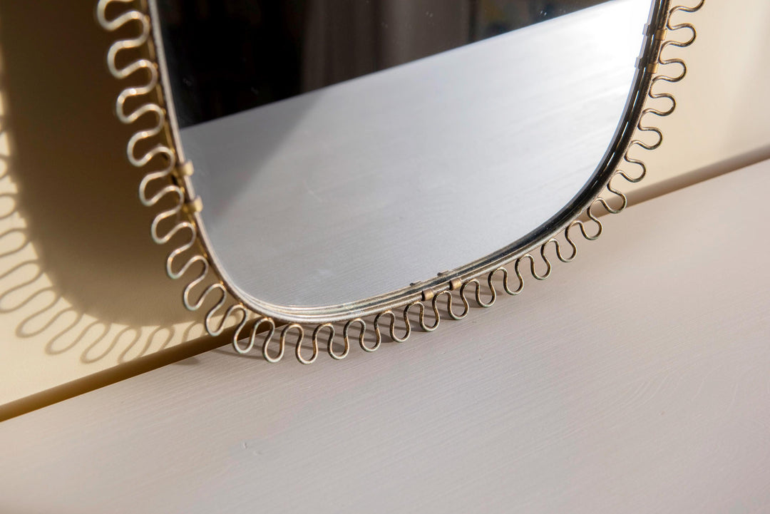 Vintage Josef Frank Brass Loop Mirror - Swedish Mid Century Wall Mirror