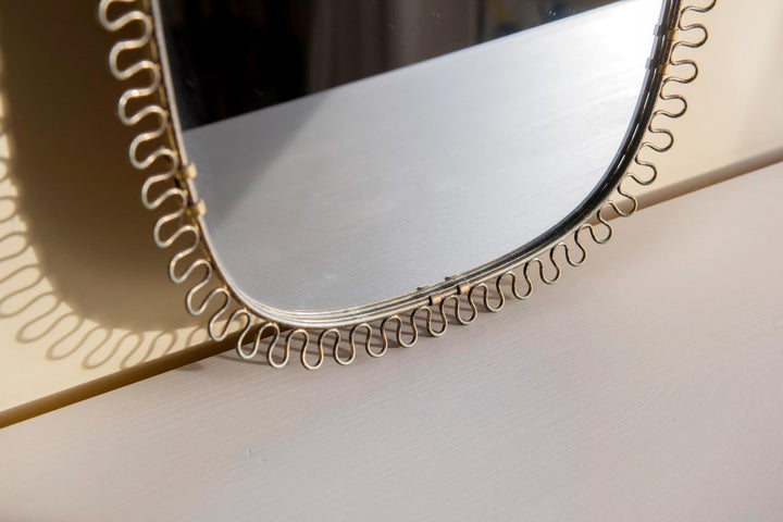 Vintage Josef Frank Brass Loop Mirror - Swedish Mid Century Wall Mirror