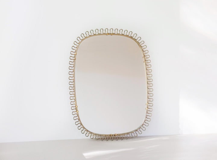 Vintage Josef Frank Brass Loop Mirror - Swedish Mid Century Wall Mirror