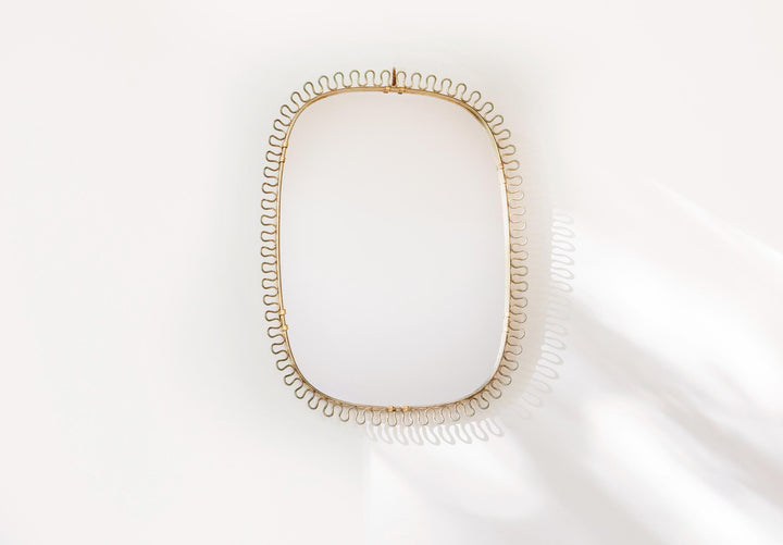 Vintage Josef Frank Brass Loop Mirror - Swedish Mid Century Wall Mirror