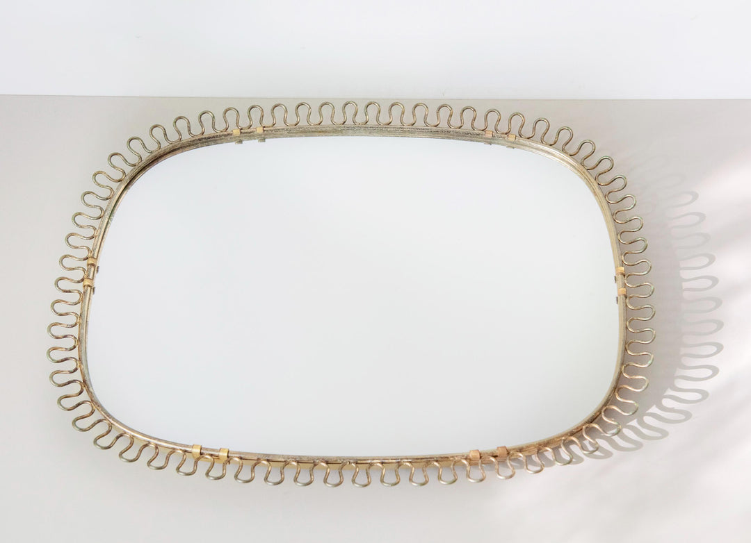 Vintage Josef Frank Brass Loop Mirror - Swedish Mid Century Wall Mirror