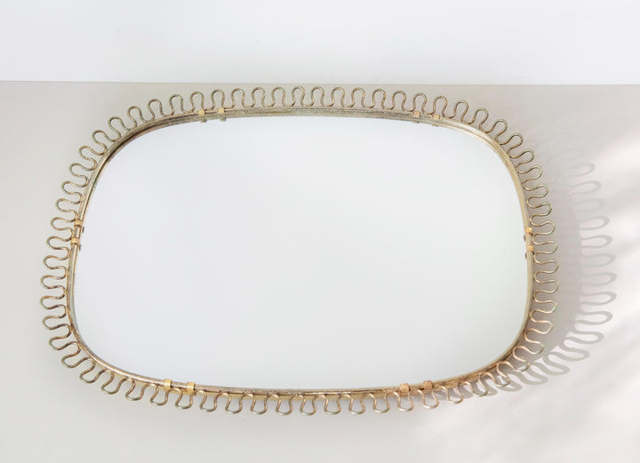Vintage Josef Frank Brass Loop Mirror - Swedish Mid Century Wall Mirror